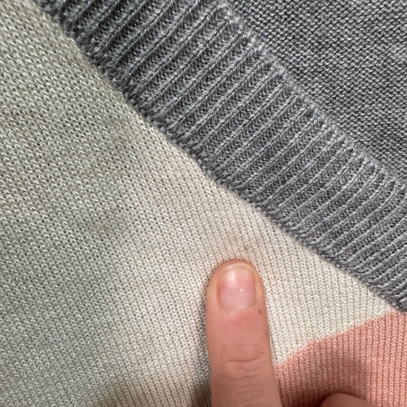 Laurie Felt Cashmere Blend Oversized v-neck Heart Sweater M Colorblock - Picture 5 of 7